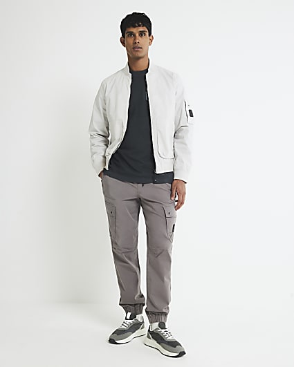 Grey Regular Fit Cargo Trousers