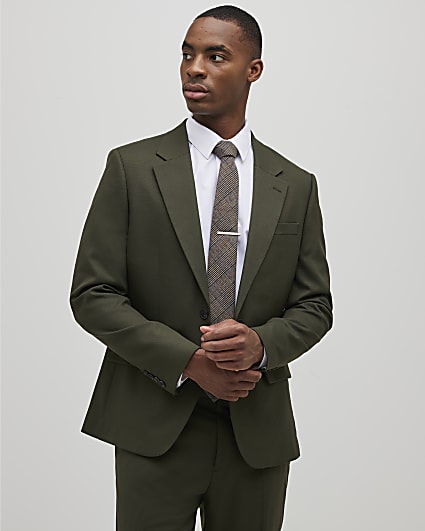 Green Slim Fit Textured Suit Jacket