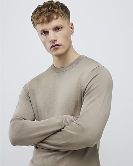 Beige Slim Fit Jumper