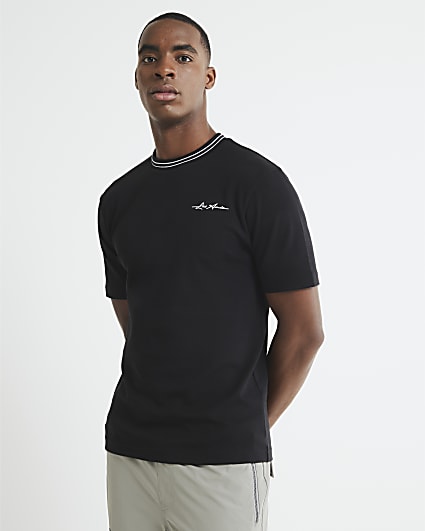 Black Slim Fit Les Amis Ringer T-Shirt