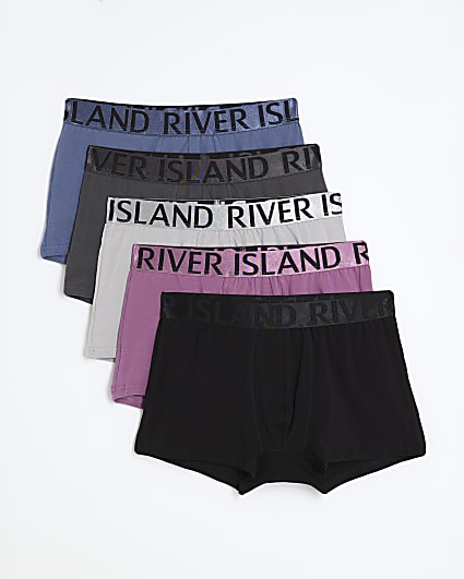 Purple Pack Of 5 Satin Trunks
