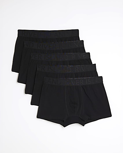Black Jacquard Waistband Pack Of 5 Trunks