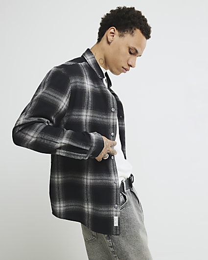 Black Regular Fit Check Shirt