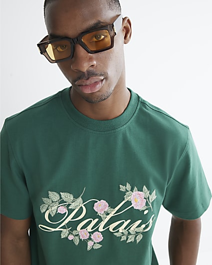 Green Palais Floral Embroidered T-Shirt