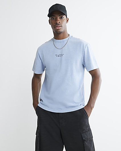 Blue Regular Fit Japanese Washed T-Shirt