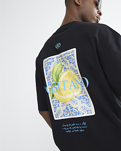 Black Positano Lemon T-Shirt