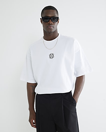 White Monogram Embroidered T-Shirt