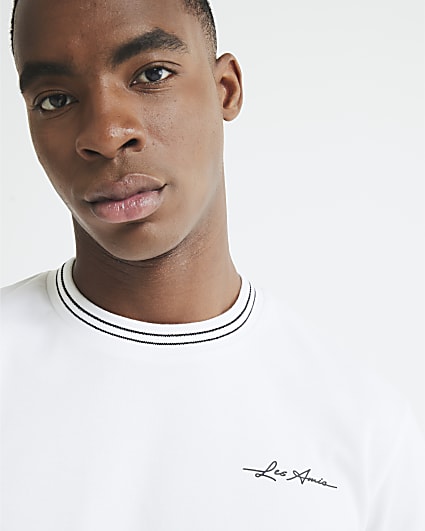 White Slim Fit Les Amis Ringer T-Shirt