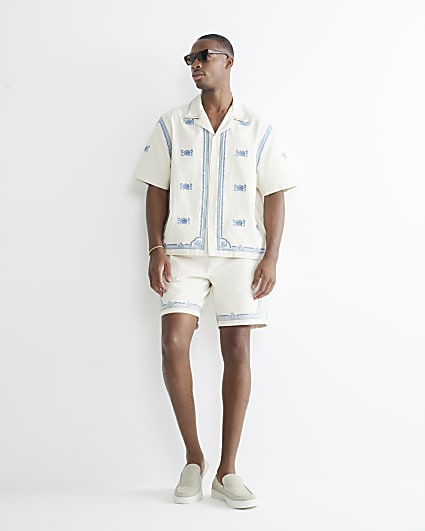 Ecru Embroidery Pull On Shorts