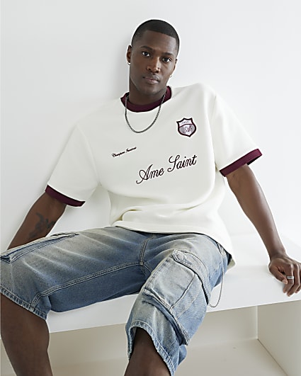 Ecru Regular Fit Les Amis Football Top