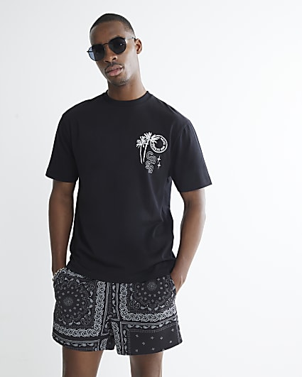 Black Regular Fit Casa Hotel Beaded T-Shirt