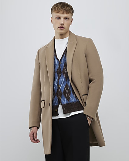 Beige Faux Wool Overcoat