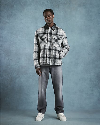 Black Collared Check Jacket