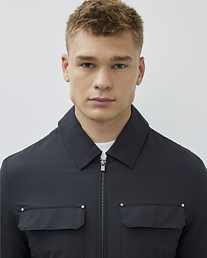 Black Muscle Fit Shacket