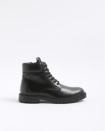 Black Padded Lace Up Boots