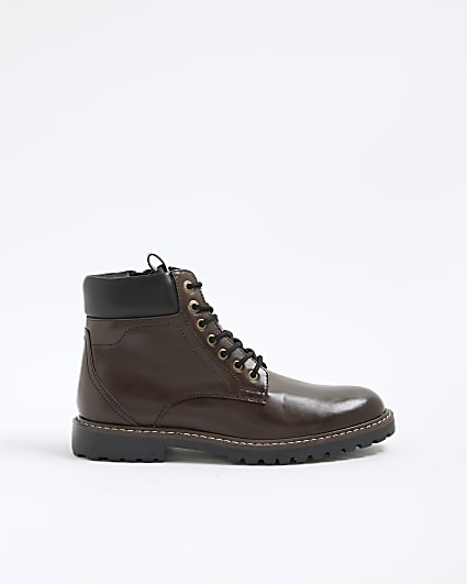 Brown Padded Lace Up Boots