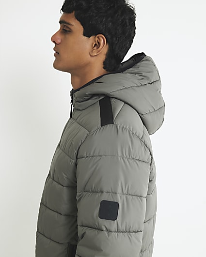 Green Regular Fit Hooded Puffer Jacket
