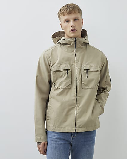 Stone Hooded Washed Jacket
