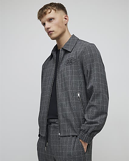 Grey Check Zipped Jacket