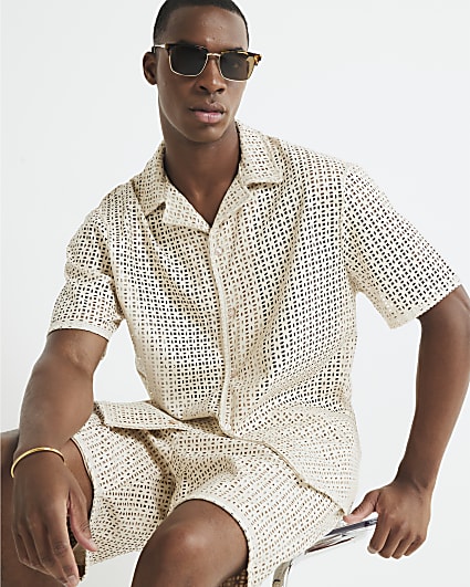 Cream Artisan Laser Cut Shirt