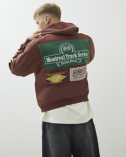 Red Oversized Fit Montreal Towelling Hoodie