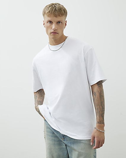 White Short Sleeve Oversized Longline T-shirt