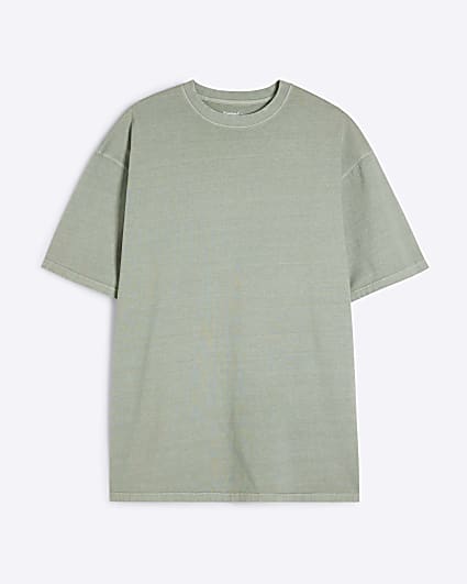 Khaki Oversized Fit Longline T-shirt
