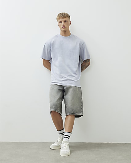 Blue Oversized Short Sleeve Washed T-shirt