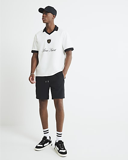 Black Elasticated Waist Stretch Shorts