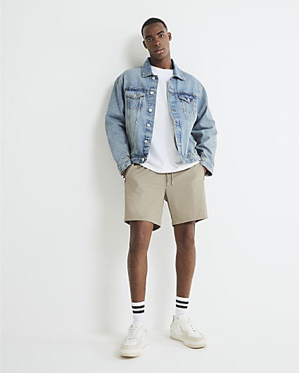 Stone Elasticated Waist Stretch Shorts