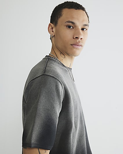 Black Garment Dye Knitted T-Shirt