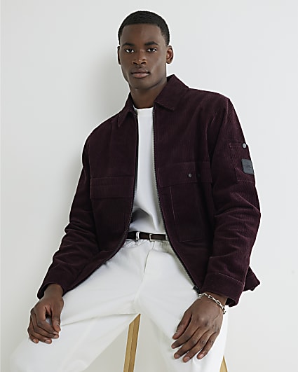 Purple Regular Fit Corduroy Shacket