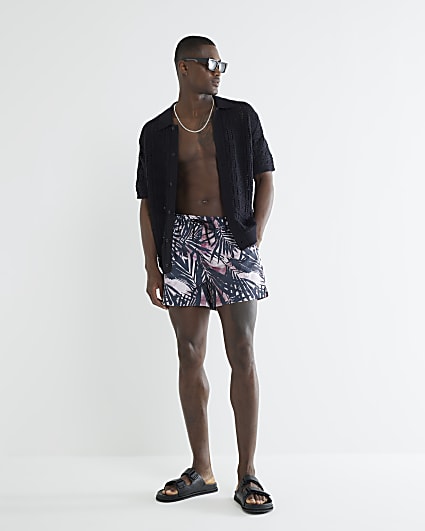 Pink Palm Print Swim Shorts