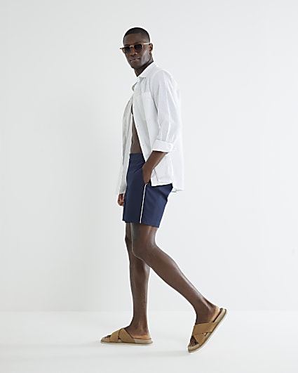 Navy Taped Swim Shorts