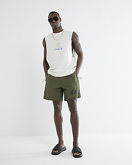 Green Dragon Print Swim Shorts