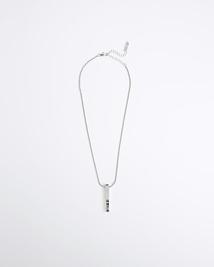 Silver Japanese Bar Pendant Necklace