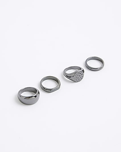 Silver Pack Of 4 Rings