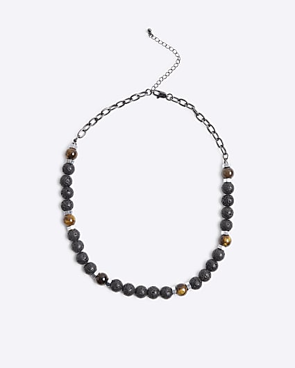 Black Beaded Tiger Eye Necklace