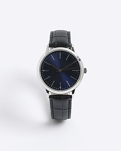 Blue Leather Strap Watch
