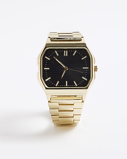Gold Metal Hexagon Face Watch