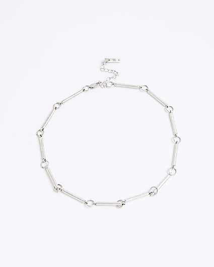 Silver Metal Bar Chain Necklace