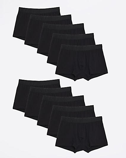 Black 10 Pack RI Jacquard Waistband Trunks