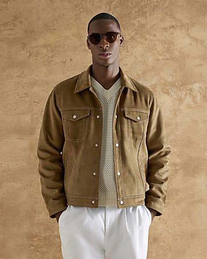 Brown Regular Fit Western jacket