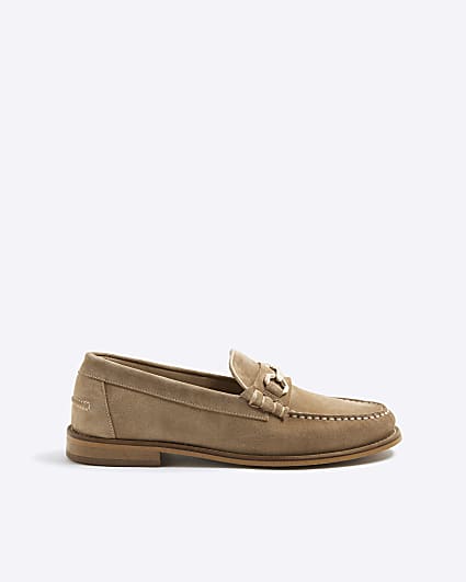 Stone Premium Suede Snaffle Loafers