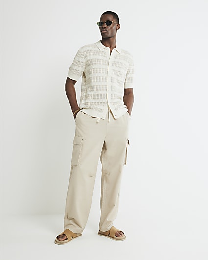 Stone Straight Leg Cargo Trousers