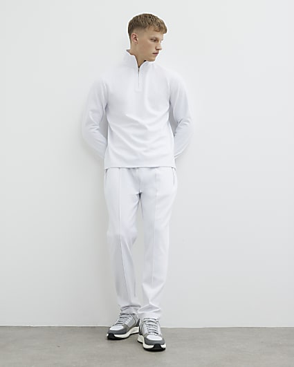 White Slim Fit Smart Pique Joggers