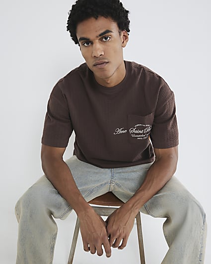 Brown Oversized Pocket T-Shirt