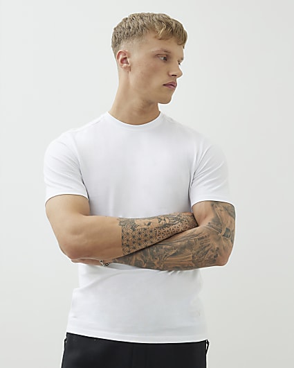 White Short Sleeve Muscle Fit T-shirt