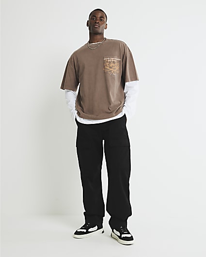 Black Loose Fit Cargo Trousers