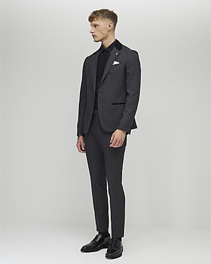 Grey Skinny Fit Check Trousers